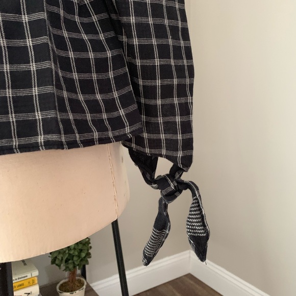 Madewell Black and White Plaid Off the Shoulder - Picture 4 of 7